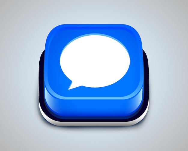 Bolla di chat con pulsante blu 3D