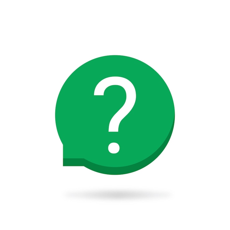 Vettore bolla di discorso verde con segno d'interrogazione per quiz piatto minimo semplice consiglio di tendenza logotipo
