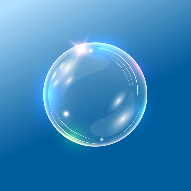 Bolla di sapone lucida arcobaleno Sfera vettoriale 3d trasparente realistica