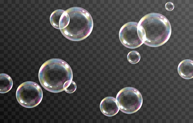 Bolla di sapone vettoriale Bolla di sapone realistica png abbagliamento Bolle di schiuma png Detersivo per sapone in polvere