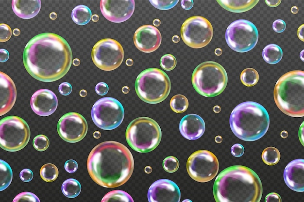 bolle di sapone su sfondo trasparente