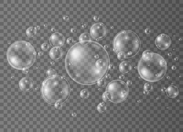 Bolle di sapone trasparenti e realistiche. Bolle d'acqua trasparenti.