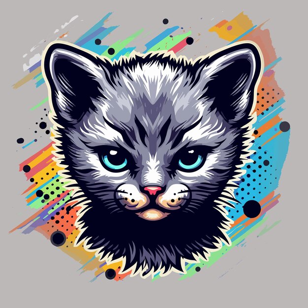 Bombay Cat Face close up Cute Cartoon vector illustration for clip art t shirt poster Mugs multiuse