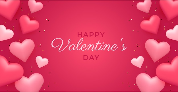 Bonjour Valentino, striscione 3D con cuori di palloncino rosa realistici