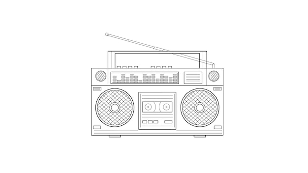 Boombox delineato con una radio