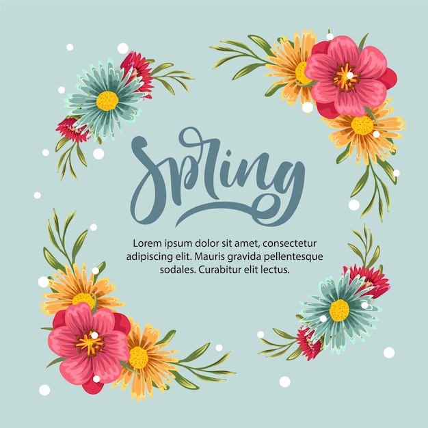 bordo di primavera con fiori romantici