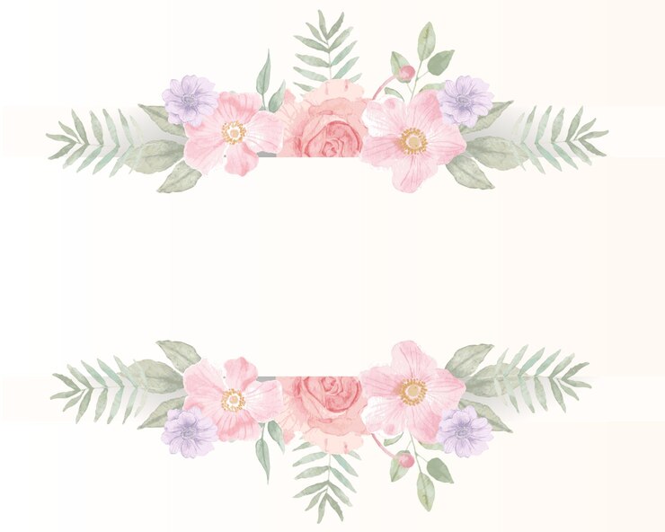 Vettore bordo fiore acquerello rosa tenue