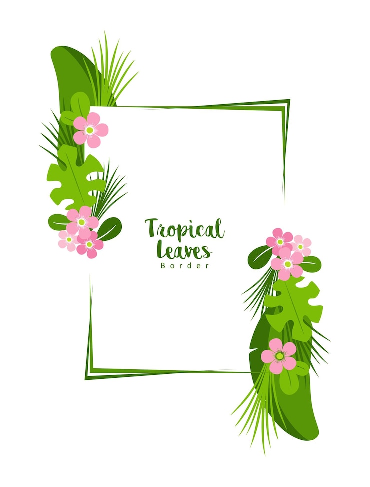 Bordo quadrato delle foglie tropicali