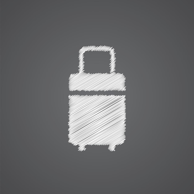 Borsa da viaggio schizzo logo doodle icona isolato su sfondo scuro