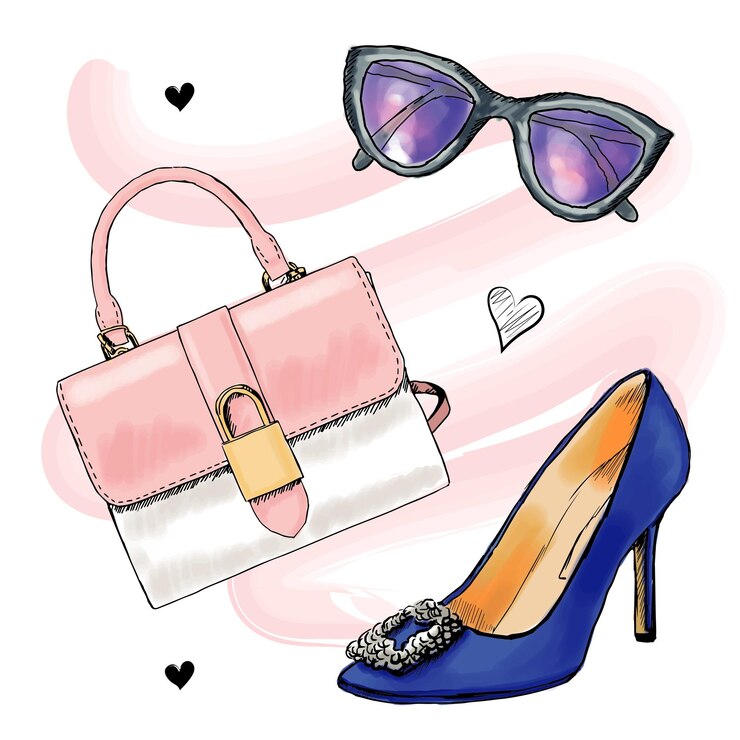Vettore borsa e scarpe alla moda