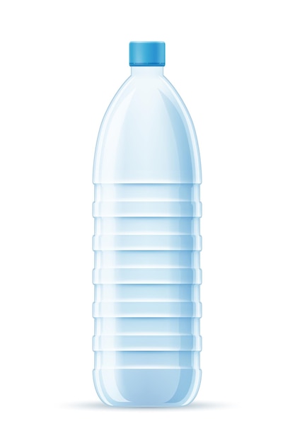 Bottiglia di plastica per acqua potabile illustrazione trasparente isolati su sfondo bianco