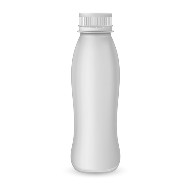 Bottiglia di plastica per yogurt. Illustrazione isolato su sfondo.