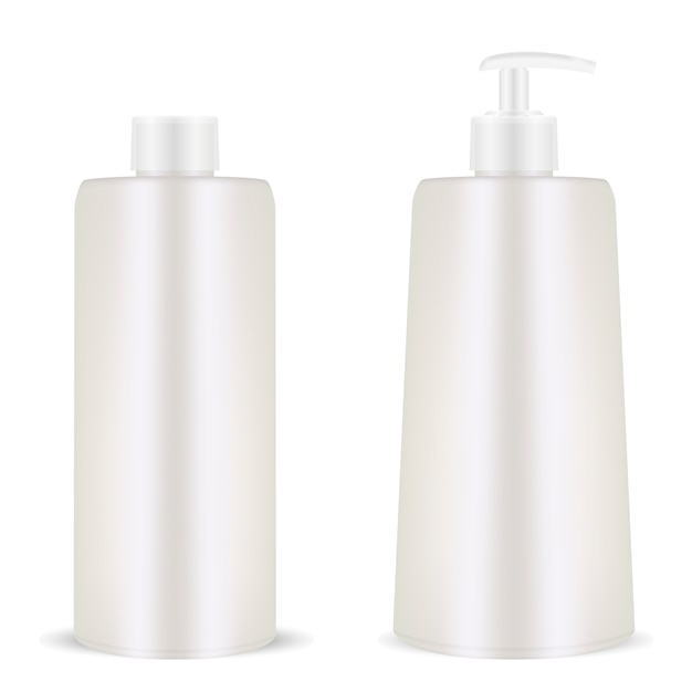 Bottiglia vuota cosmetica di plastica. Dispenser per pompa. Realistico