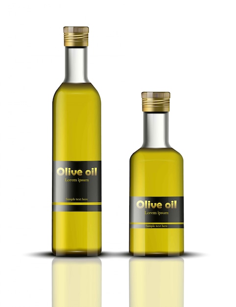 Bottiglie di olio d'oliva realistiche