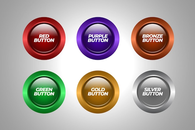 Bottone a cerchio lucido 3D Vettore a colori multipli
