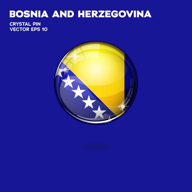 Bottoni 3D della bandiera della Bosnia ed Erzegovina