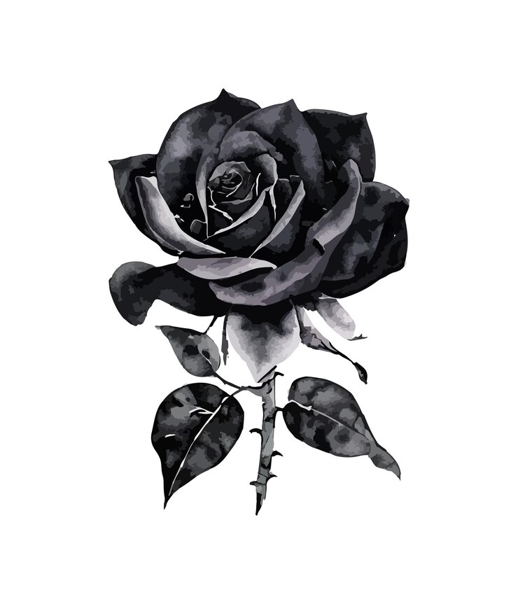 Vettore bouquet acquerello di fiore rosa nero isolato su sfondo bianco composizioni floreali acquerello