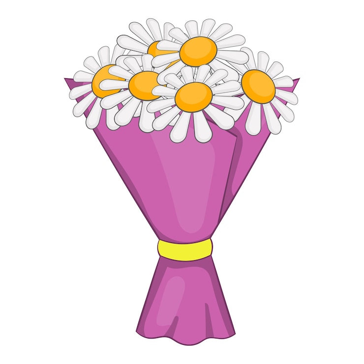 Vettore bouquet di fiori icona in stile cartoon isolato su sfondo bianco illustrazione vettoriale del simbolo regalo
