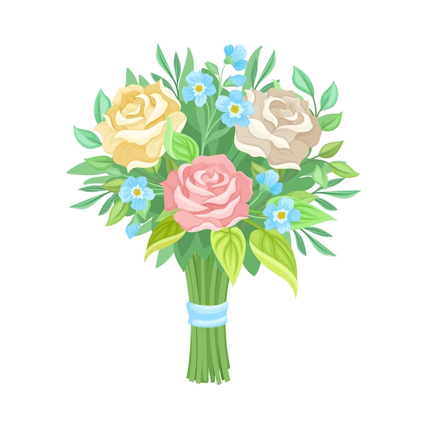 Bouquet nuziale carino ed elegante Illustrazione vettoriale Elemento decorativo per la celebrazione del matrimonio