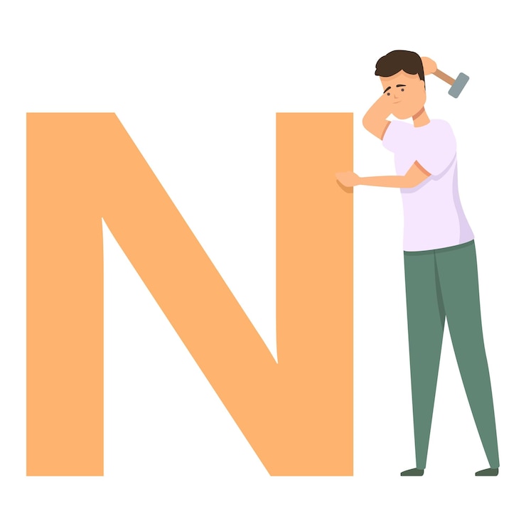 Vettore brand n letter build icona vettore cartoon word marketing successo del sito web