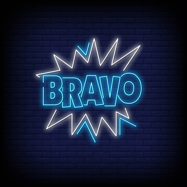 Bravo parola in stile neon. Insegne al neon Bravo