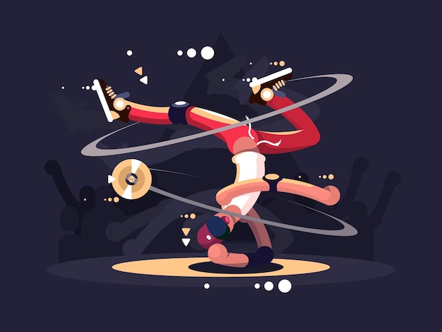 Breakdancer che balla sul palco