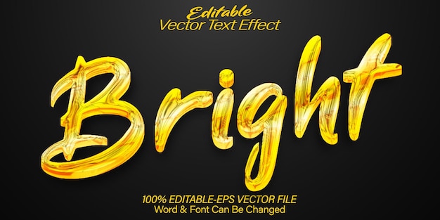 Bright Vector Text Effect Editable Alphabet Gold Light Shine Glow