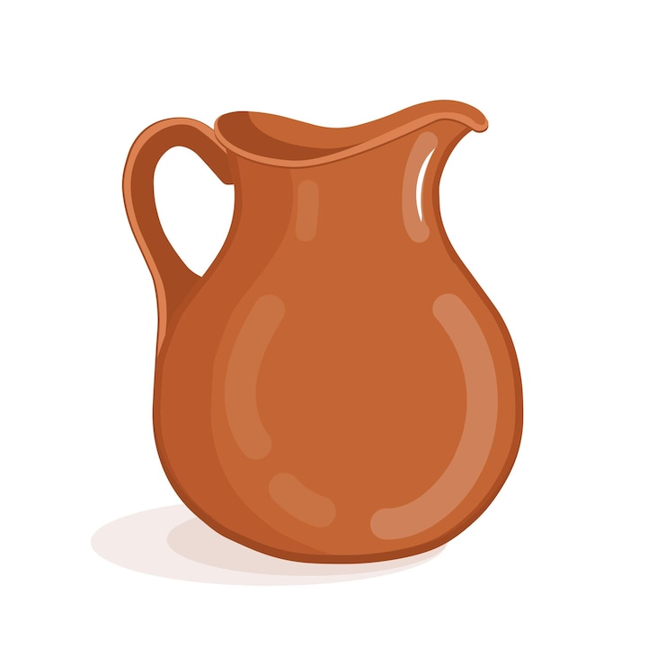 Vettore brocca in ceramica per latte e altre bevande illustrazione vettoriale del decanter in argilla marrone