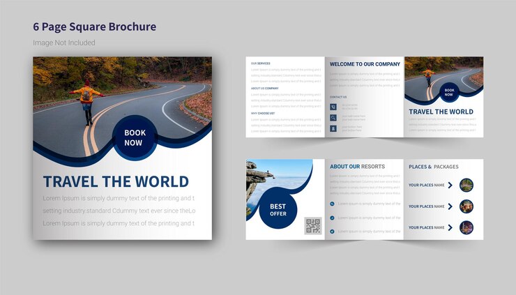 Vettore brochure a tre ante quadrata con progetto scolastico vettore premium