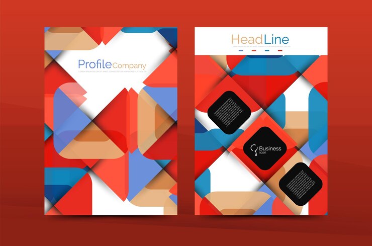 Vettore brochure a4 della relazione annuale aziendale di progettazione geometrica
