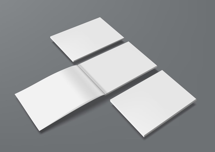 Vettore brochure bianca a4 chiara copertina rigida su bianco
