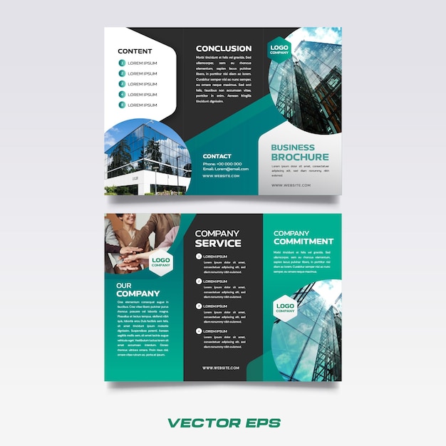 Brochure Elegant Corporate Trifold gradiente blu-verde Design aziendale