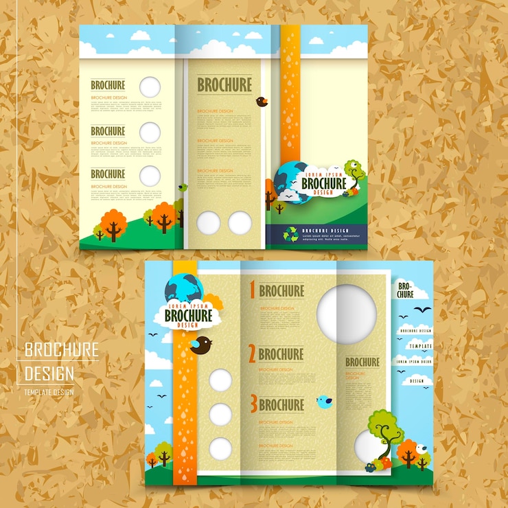 Brochure modello a tre ante per il concetto ambientale