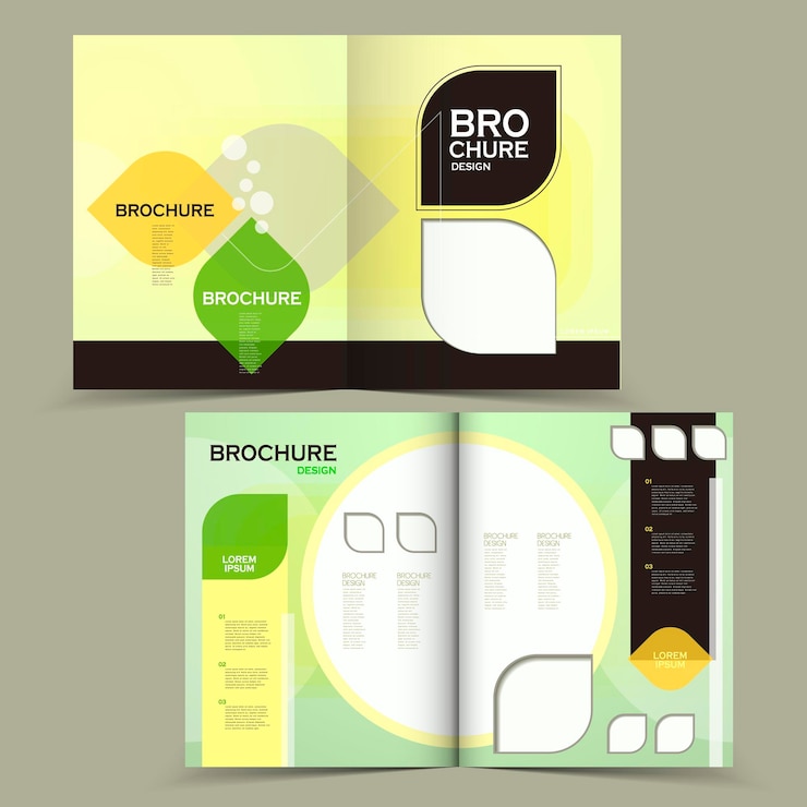 Vettore brochure moderna a metà piegata