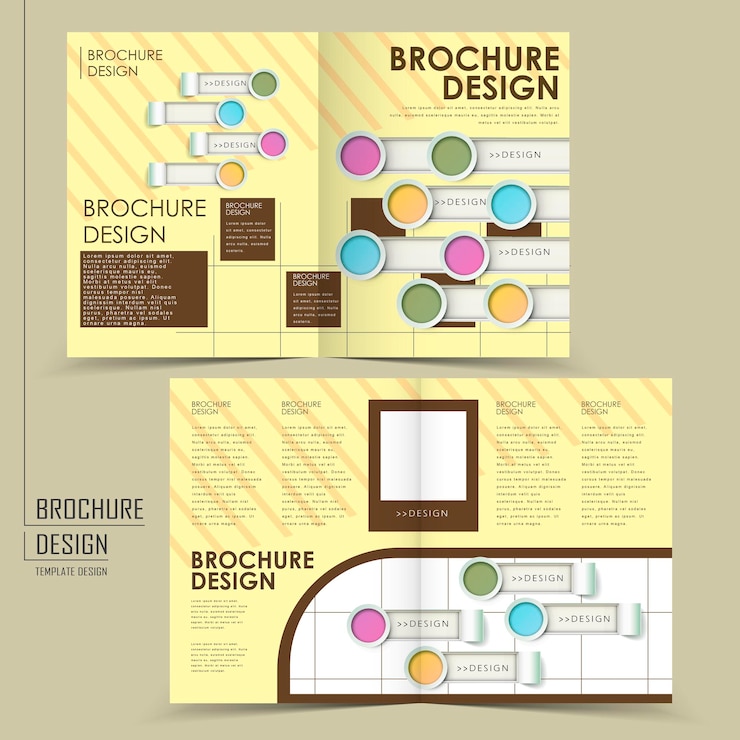 Vettore brochure piegata a metà alla moda