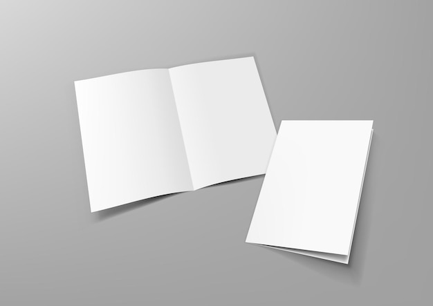 Brochure piegata a metà in bianco realistico modello mock up