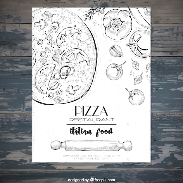 brochure ristorante italiano con schizzi di pizza