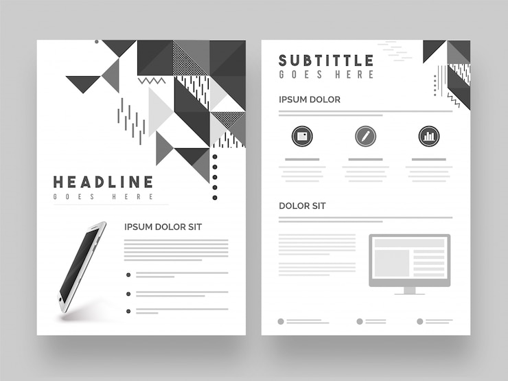 Vettore brochure, template o cover design di due pagine.