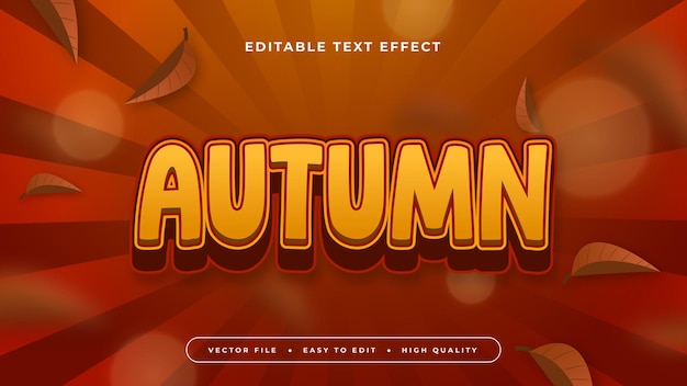 Bruno arancione e rosso autunno 3D stile di carattere di effetto di testo modificabile