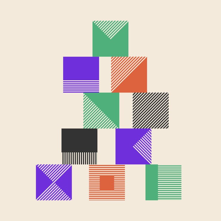 Vettore brutalismo design forme geometriche torre piramide illustrazione vettoriale sulla costruzione di un lavoro di squadra creativo per banner flyer