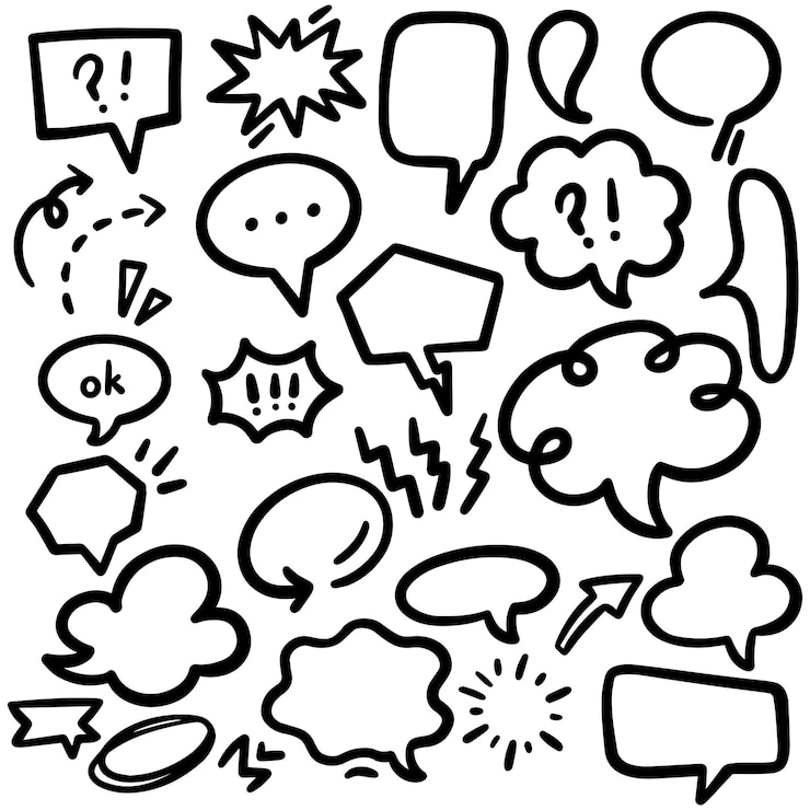 Vettore bubble chat scribble element disegnato a mano