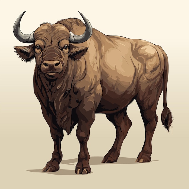 Bufalo del Capo africano Animale selvaggio dell'Africa Illustrazione vettoriale