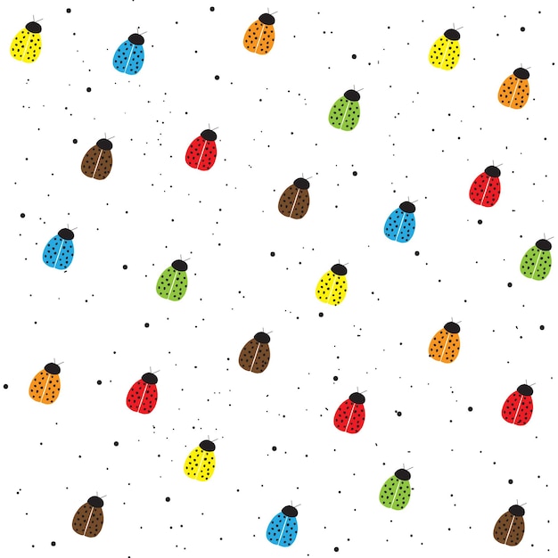 Bug felici su una tela colorata