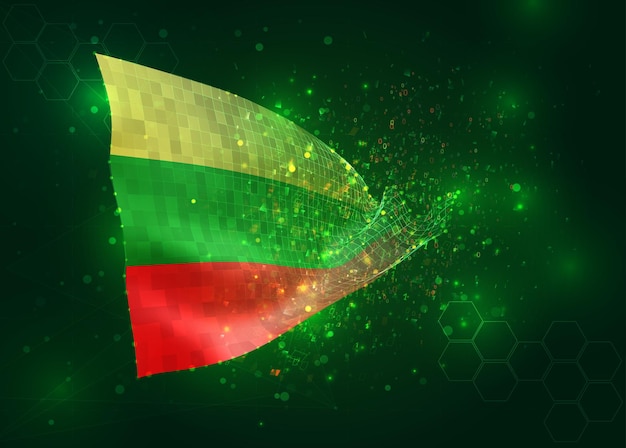 Bulgaria sul vettore 3d bandiera su sfondo verde con poligoni e numeri di dati