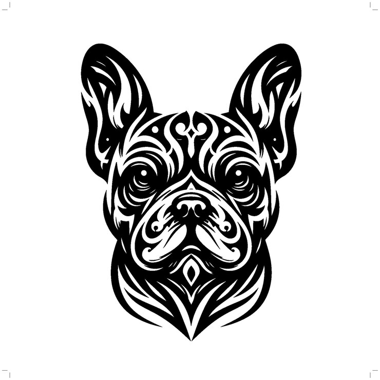 Vettore bulldog francese in moderno tatuaggio tribale abstract line art di animali contorno minimalista vettore
