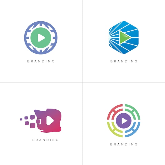 Bundle 4in1 - Play Stream Multimedia Vector Logo Set