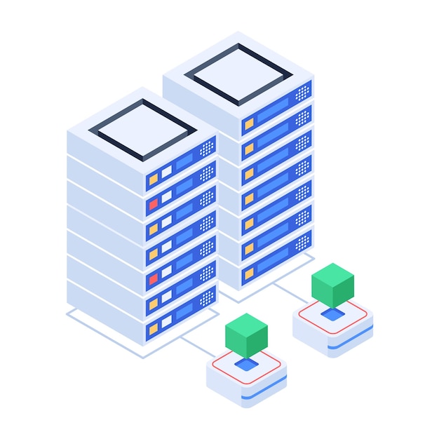 Bundle di icone isometriche di archiviazione del server