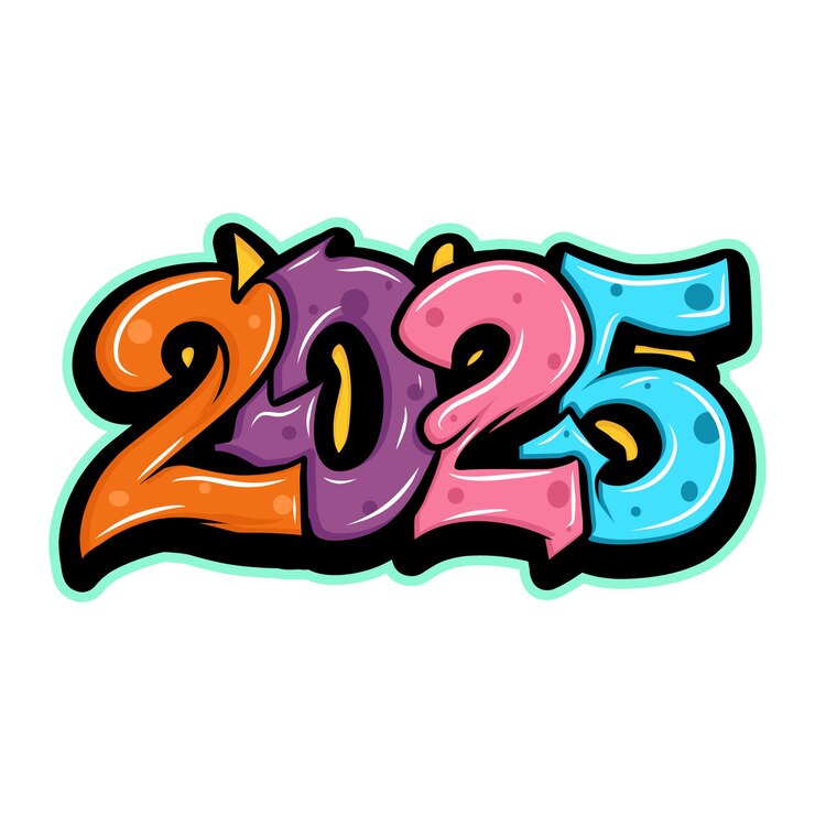 Vettore buon anno 2025 disegno di testo