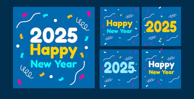 Buon anno 2025 social media post design in blu per i saluti