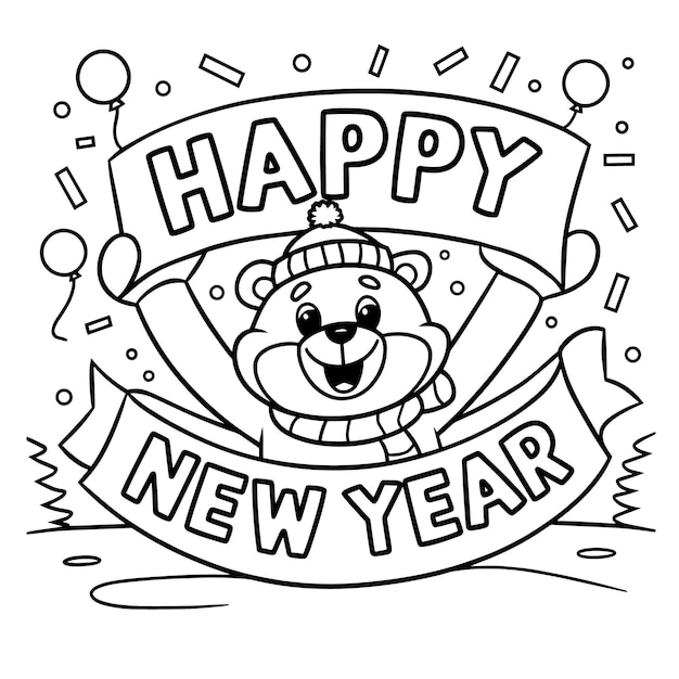 Buon anno vectoriale e pagine da colorare